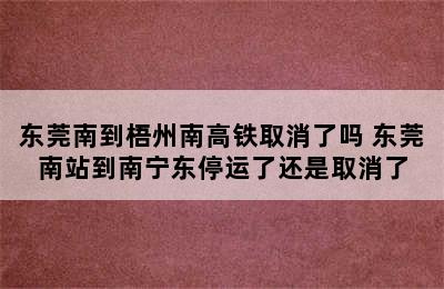 东莞南到梧州南高铁取消了吗 东莞南站到南宁东停运了还是取消了